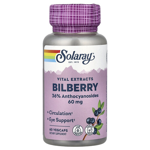 Solaray Vital Extracts Bilberry Vitamin | 60 mg | 60 Veg Caps