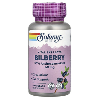 Solaray, Extractos vitales, Arándano, 60 mg, 60 cápsulas vegetales