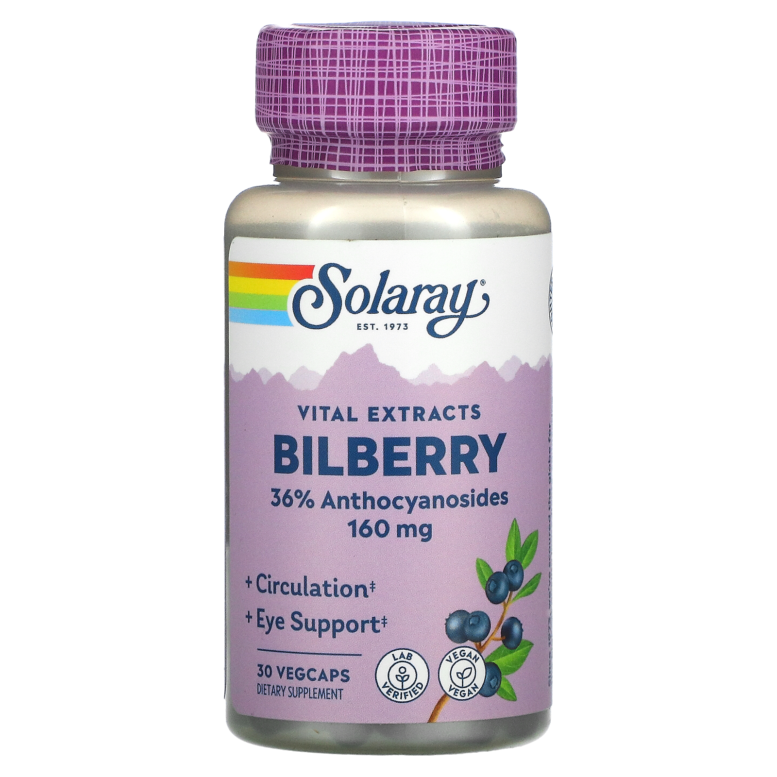 Solaray, Vital Extracts Bilberry, 160 mg, 30 VegCaps