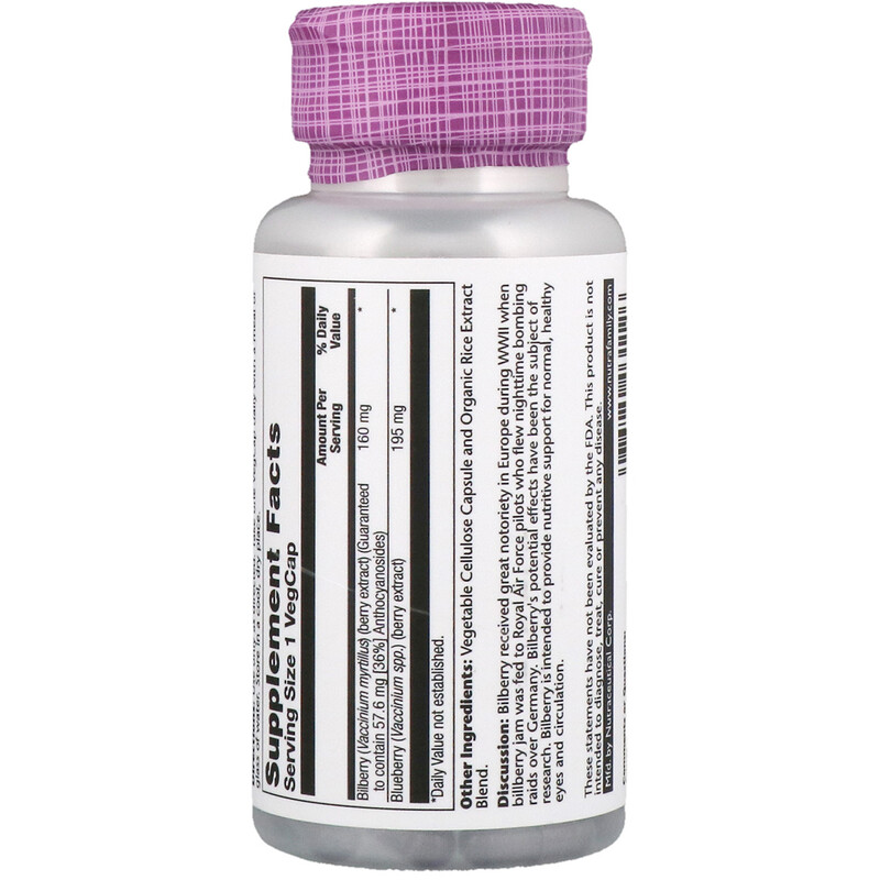 Solaray, One Daily Bilberry Berry Extract, 160 mg, 30 VegCaps iHerb