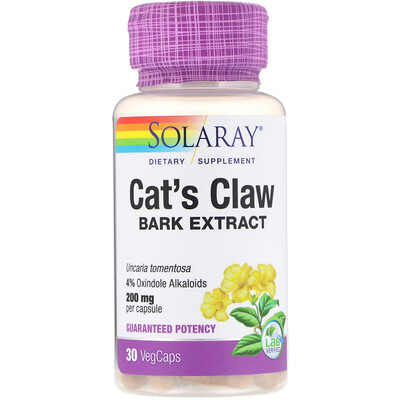 

Solaray Cat's Claw Bark Extract, 200 mg, 30 Vegcaps