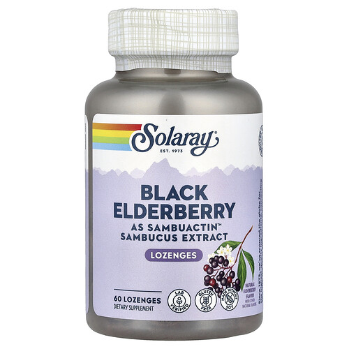 Solaray Black Elderberry as Sambuactin™, Natural Elderberry , 60 Lozenges