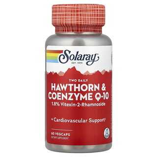 Solaray, Two Daily, Espino y coenzima Q10, 60 cápsulas vegetales