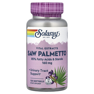 Solaray, Extractos vitales, Palma enana americana, 160 mg, 120 cápsulas blandas
