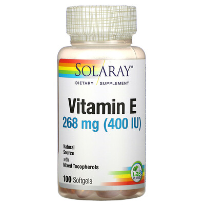 Solaray витамин E, 268 мг (400 МЕ), 100 капсул
