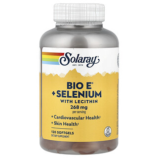 Solaray, Bio E + seleniu cu lecitină, 268 mg, 120 capsule moale (134 mg per capsulă moale)