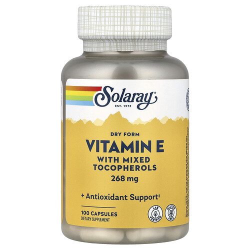 Solaray Vitamin E with Mixed Tocopherols, 268 mg, 100 Capsules