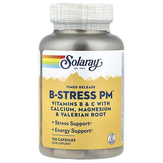 Solaray, Vitamina B-Stress PM™ de liberación prolongada, 120 cápsulas