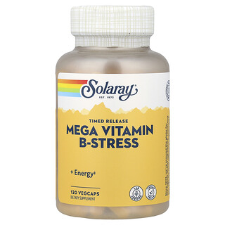 Solaray, Megavitaminas B contra el estrés, Liberación prolongada, 120 cápsulas vegetales
