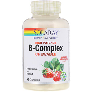 Отзывы о Соларай, High Potency B-Complex Chewable, Natural Strawberry Flavor, 50 Chewables