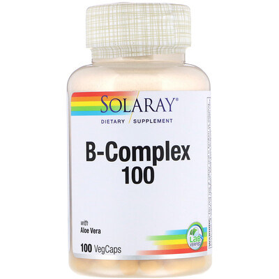 Solaray B-комплекс 100, 100 вегетарианских капсул