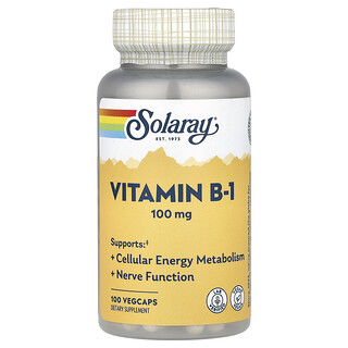 Solaray, 维生素 B-1，100 毫克，100 粒素食胶囊