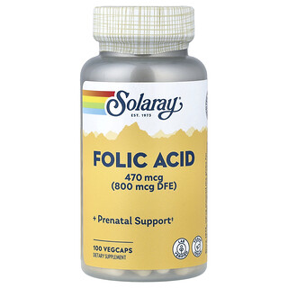 Solaray, Folsyra, 470 mcg (800 mcg DFE), 100 vegetabiliska kapslar