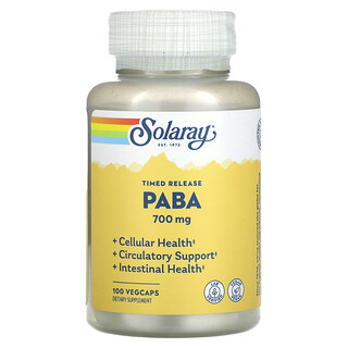 Solaray‏, "PABA בשחרור מושהה, 700 מ""ג, 100 VegCaps."
