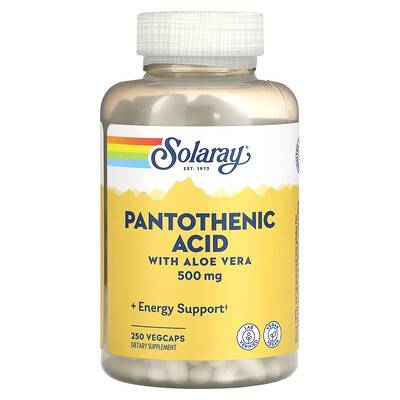 

Solaray пантотеновая кислота с алоэ вера, 500 мг, 250 вегетарианских капсул