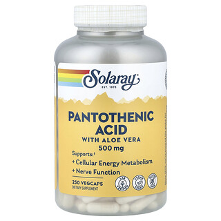 Solaray, Pantotensyra med Aloe Vera, 250 vegetabiliska kapslar