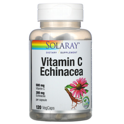 Solaray витамин C с эхинацеей, 500 мг, 120 растительных капсул