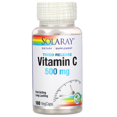 Solaray Витамин C медленного высвобождения, 500 мг, 100 растительных капсул