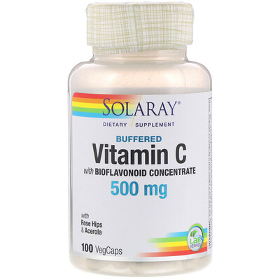 Solaray Забуференный витамин С с биофлавоноидным концентратом, 500 мг, 100 капсул с оболочкой из ингредиентов растительного происхождения