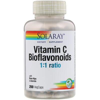 Solaray биофлавоноиды с витамином C, в соотношении 1:1, 250 растительных капсул