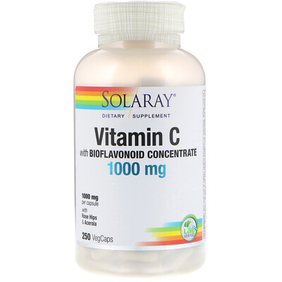 Solaray Витамин C с концентратом биофлавоноидов, 1000 мг, 250 растительных капсул