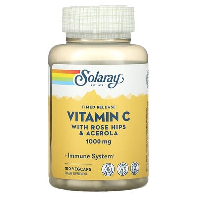 

Solaray Витамин C с замедленным высвобождением, 1000 мг, 100 вегетарианских капсул