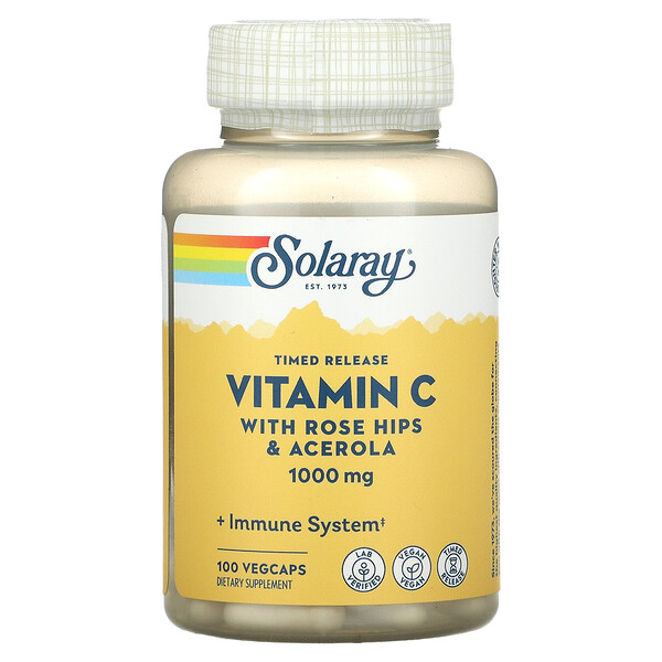 Solaray, Timed Release Vitamin C, 1,000 mg, 100 VegCaps