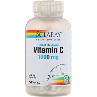 Solaray Витамин C с замедленным высвобождением, 1000 мг, 250 растительных капсул