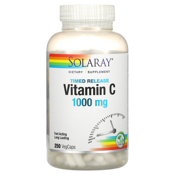вітамін C з тривалим вивільненням, 1000 мг, 250 вегетаріанських капсул