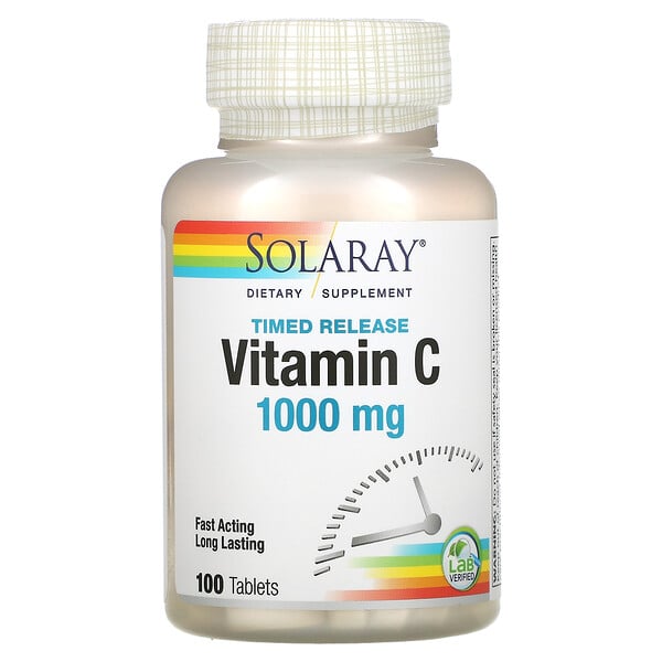 Solaray, Timed Release Vitamin C, With Rose Hip & Acerola, 1,000 mg, 100 Tablets