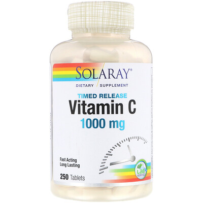 Solaray Витамин C с медленным высвобождением, 1000 мг, 250 таблеток