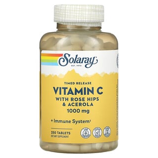 Solaray, Time Released Vitamin C With Rose Hips & Acerola, 1000 mg, 250 Tablets