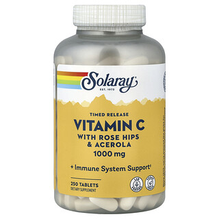 Solaray, 緩釋維生素 C，含玫瑰果和針葉櫻桃，1000 毫克，250 片