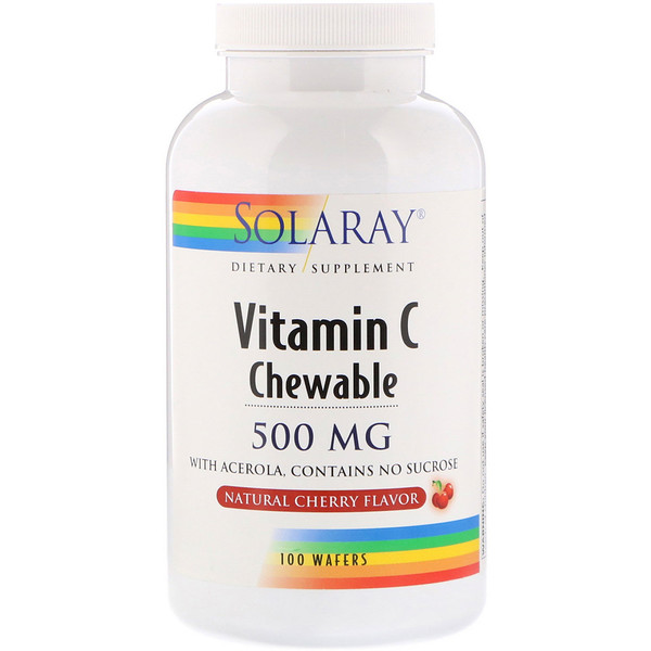Solaray, Vitamin C Chewable, natürlicher Kirschgeschmack, 500 mg, 100 Waffeln