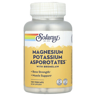 Solaray, Magnezijev kalijev asporotat™ s bromelainom, 120 vegetarijanskih kapsula