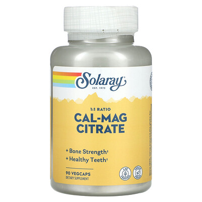 Solaray , Cal-Mag Citrate, 1:1 Ratio, 90 Vegcaps Size 1