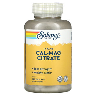 Solaray, الكالسيوم-المغنيسيوم سيترات، النسبة 1:1، 180 كبسولة نباتية