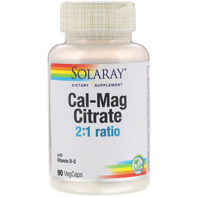Solaray Кальция и магния цитрат с витамином D2, 90 вегетарианских капсул