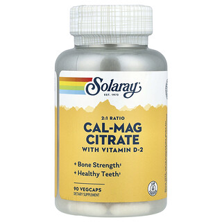 Solaray, Cal-Mag Sitrat D-2 Vitamini ile, 2:1 Oran, 90 VegCaps