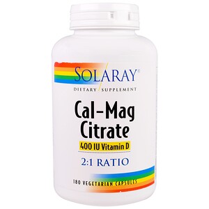Соларай, Cal-Mag Citrate, 400 IU Vitamin D, 180 Vegetarian Capsules отзывы