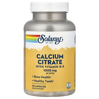 Solaray, Kalsium Sitrat dengan Vitamin D-3, 90 Kapsul