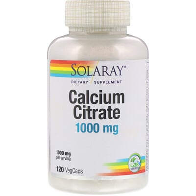 Solaray Цитрат кальция, 1000 мг, 120 растительных капсул
