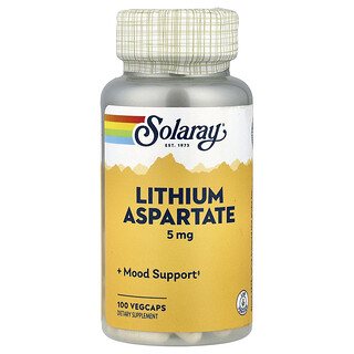 Solaray, Lithium Aspartate, 5 mg, 100 VegCaps
