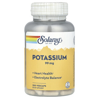 Solaray, Potasio, 99 mg, 200 Cápsulas vegetarianas
