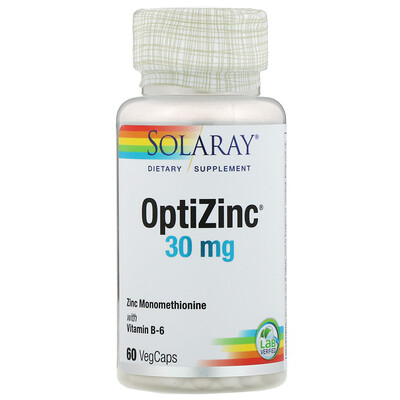 Solaray OptiZinc, 30 мг, 60 растительных капсул