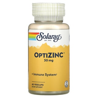 Solaray, OptiZinc, 30 mg, 60 cápsulas vegetales