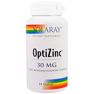 Solaray, ОптиЦинк, 30 мг, 60 вегетарианских капсул