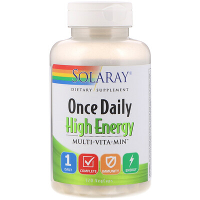 Solaray Одна капсула в день, Multi-Vita-Min энергетическая добавка, 120 вегетарианских капсул