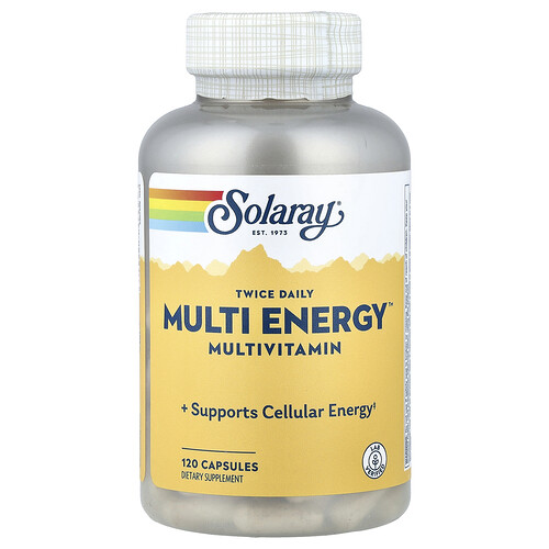 Solaray Twice Daily Multi Energy™ Multivitamin, Iron Free, 120 Capsules