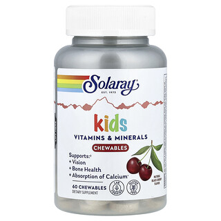 Solaray, Kids Vitamins & Minerals Chewable, Natural Black Cherry, 60 Chewables
